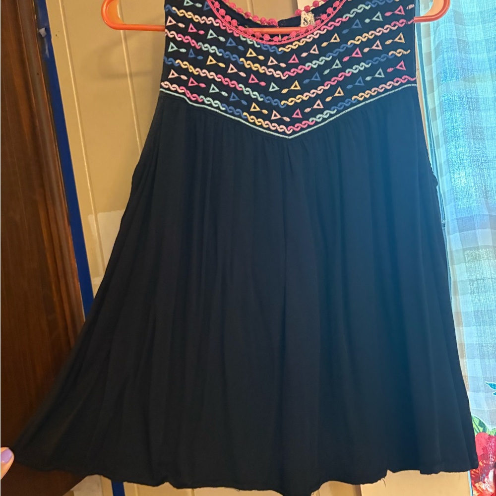 Black Shirt with Colorful Geometric Pattern